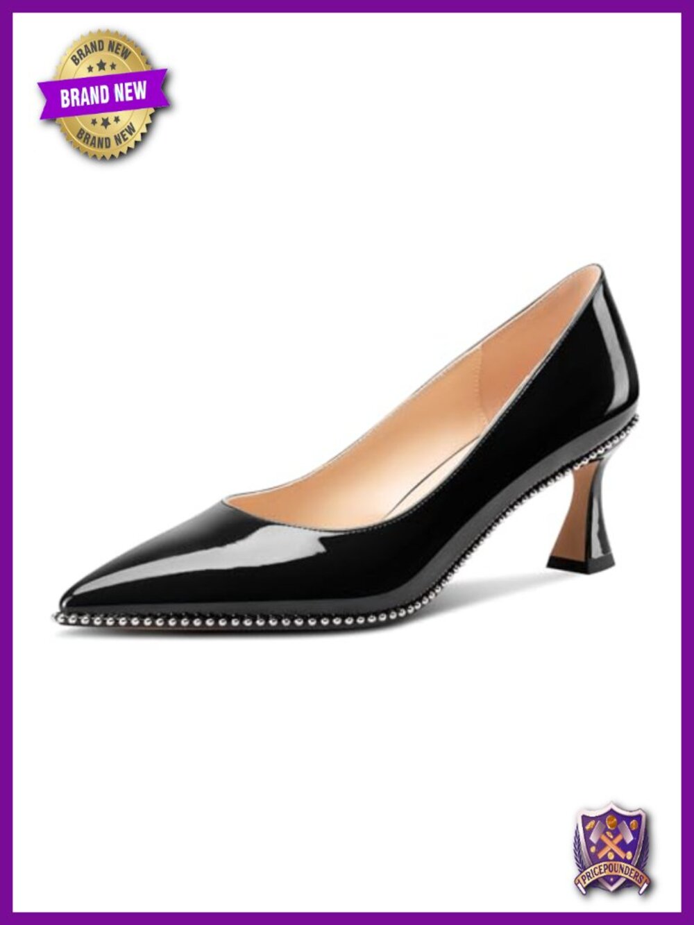 Womens Kitten Heel Pointed Toe Pumps Slip-on Sliver Beaded Prom Wedding Dress